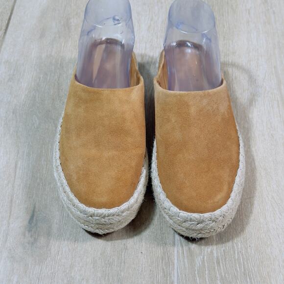 VINCE Ulla Espadrille Fall Tan Suede Platform Mules Slip On Size 7 - Picture 4 of 9